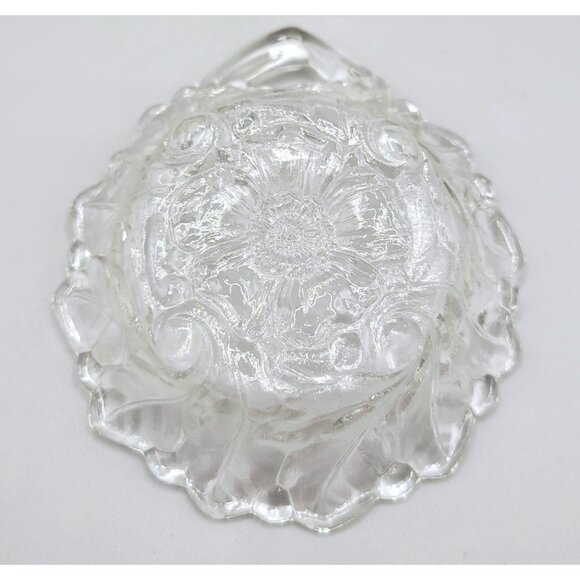 Indiana Glass Wild Rose Pattern Nappy Nut Candy Dish Handle Clear Pressed Glass - Picture 7 of 7